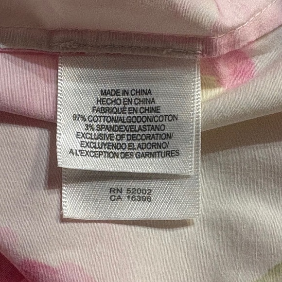 Liz Claiborne Floral Button Up Shirt XL Pink White Cotton Blend Casual Top Work - Picture 8 of 12